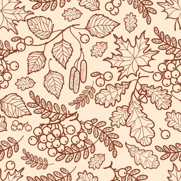 无缝图案秋叶点缀图片下载