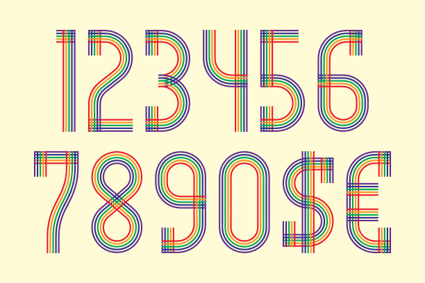 颜色线与美元和欧元符号的数字图片下载