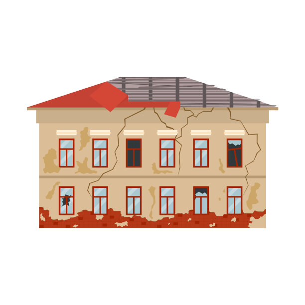 卡通色彩的老房子上有一个白色的图片下载