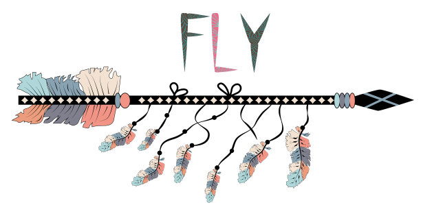 波西米亚风格箭羽的魔法象征艺术图片下载