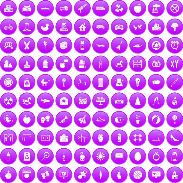 100个产假图标设置为紫色图片下载