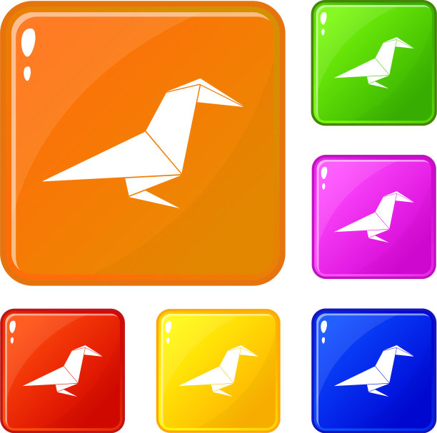 折纸乌鸦图标设置颜色图片下载