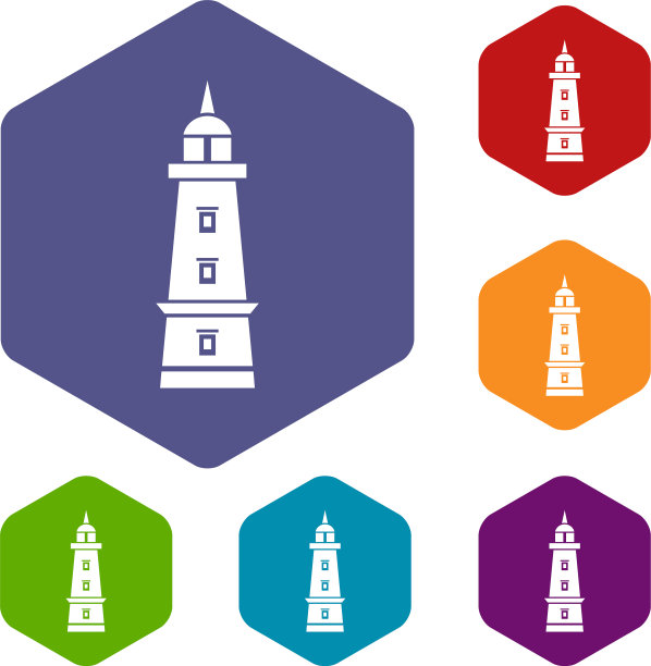 海上信标图标六面体图片下载