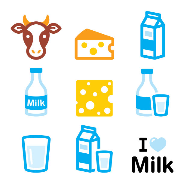 奶制品图标-牛奶奶酪设计图片下载