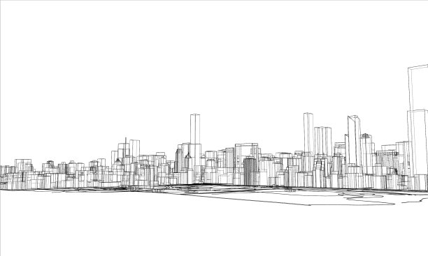 勾勒城市概念线框风格图片下载