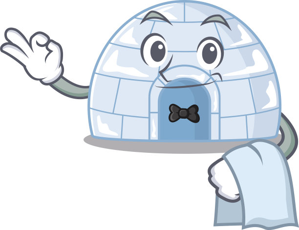 友好的冰屋角色站着当服务员图片下载