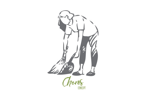 地板清扫概念草图孤立图片下载