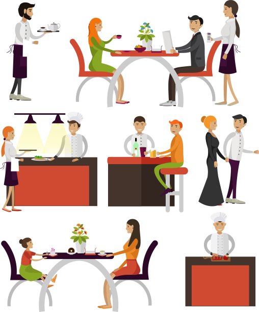 一组卡通人物孤立在白色图片下载