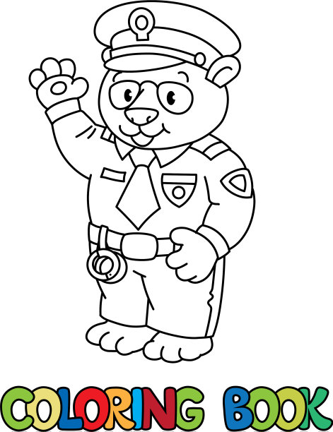 熊猫警察涂色书动物字母p图片下载