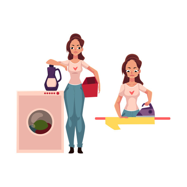 年轻漂亮的家庭主妇在做家务图片下载