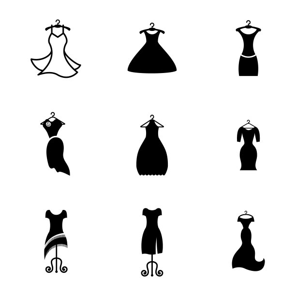 派对服装图标或剪影与图片下载