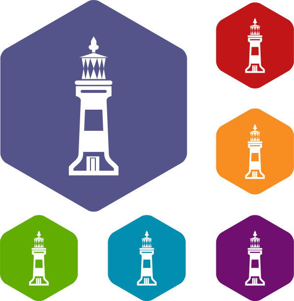 石头灯塔图标六面体图片下载