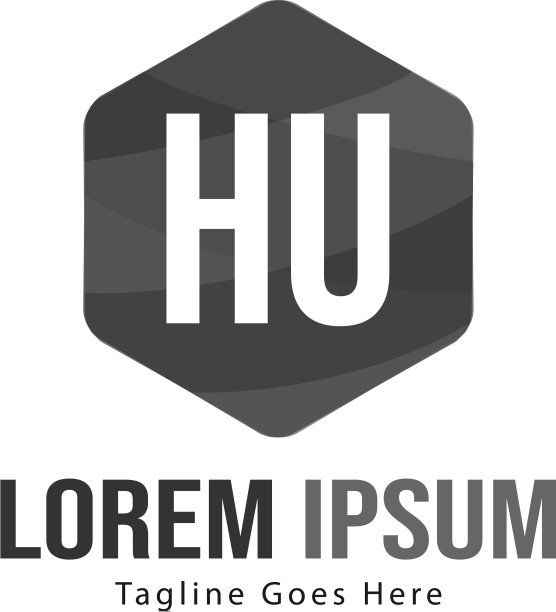 HU字母现代框架logo模板图片下载