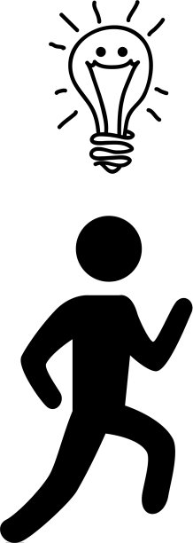 人的轮廓运行与灯泡的想法图片下载