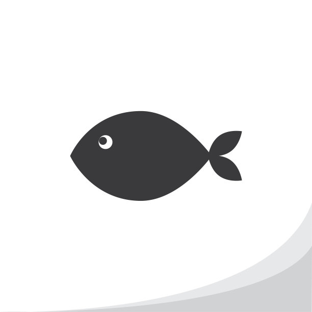 鱼轮廓图标简单的平面风格印花图片下载