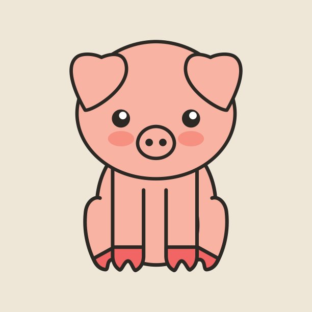 可爱的猪温柔孤立的图标图片下载
