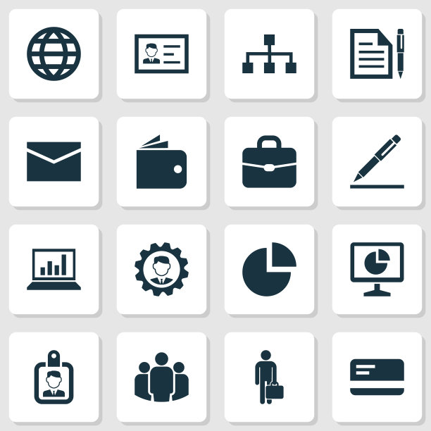 商业图标套装收藏的手提箱图片下载