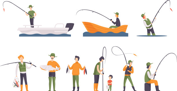 平集钓鱼人与鱼和图片下载