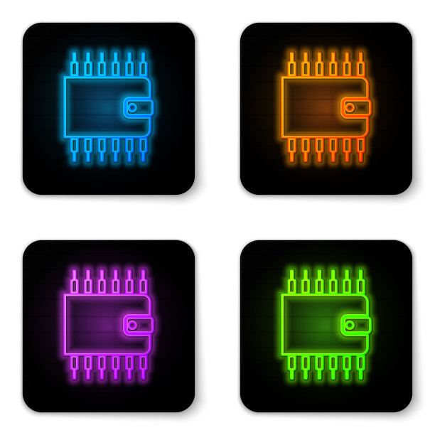 发光的霓虹灯加密货币钱包图标孤立图片下载