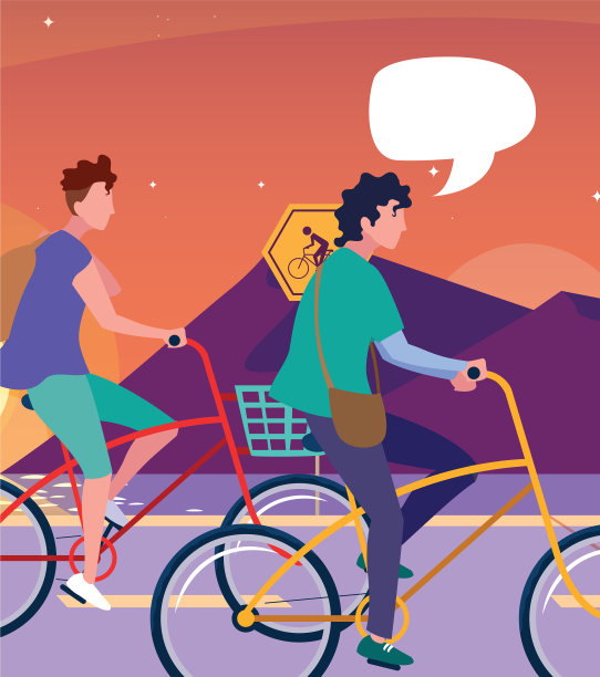 人们骑自行车活动形象图片下载