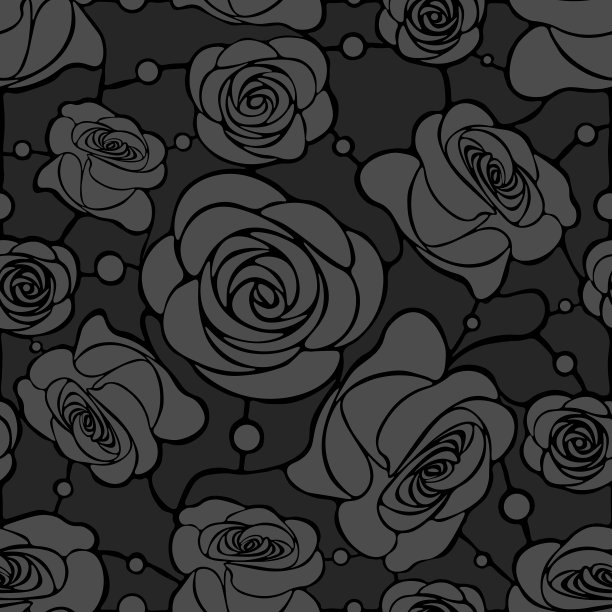 无缝花型马赛克图案与灰色玫瑰图片下载