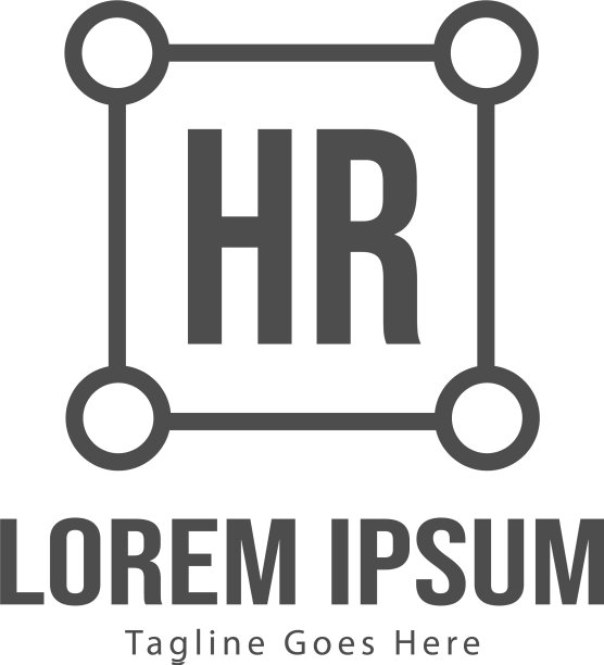 首字母HR现代边框Logo模板图片下载