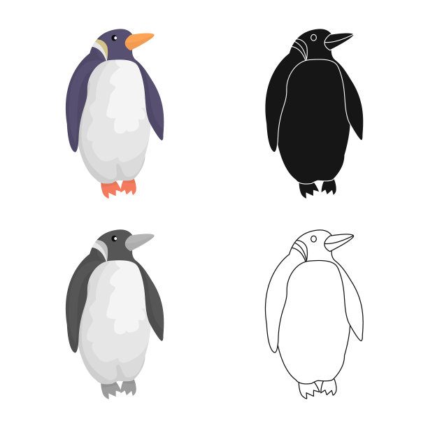 企鹅和白色图标设置图片下载