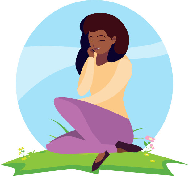 坐在公园里的漂亮黑人女人图片下载