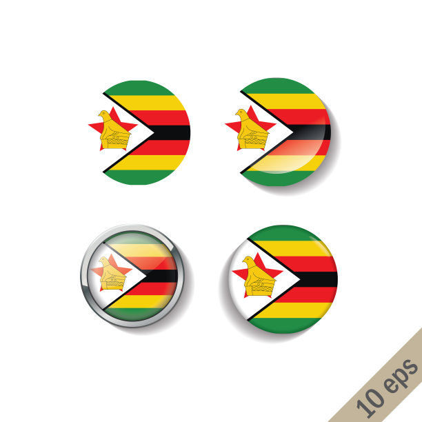 将津巴布韦国旗放在徽章上图片下载