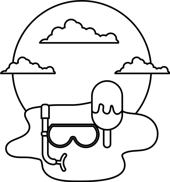 海滩上美味的冰淇淋和通气管图片下载