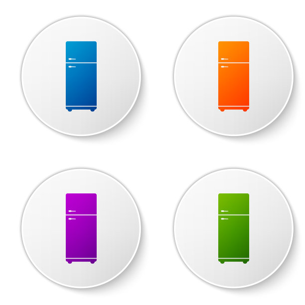 彩色冰箱图标孤立在白色图片下载