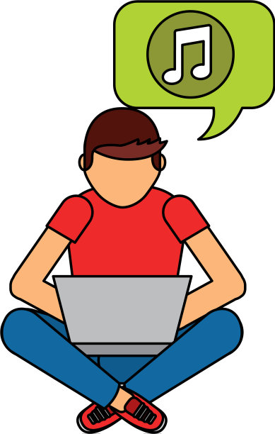 一个人坐在电脑前听音乐图片下载