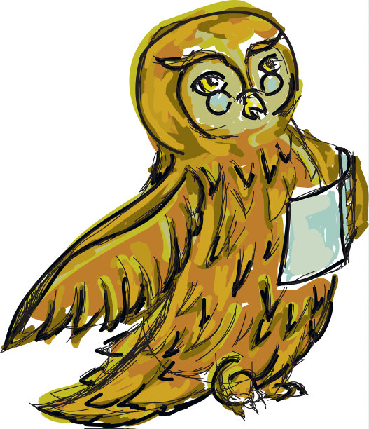 绘有书的猫头鹰图片下载