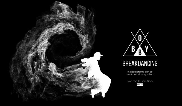 一个霹雳舞男的剪影图片下载