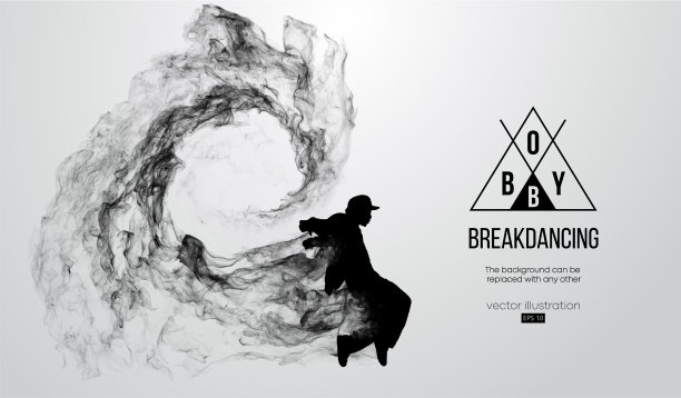 一个霹雳舞男的剪影图片下载