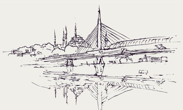 伊斯坦布尔地铁桥的草图图片下载