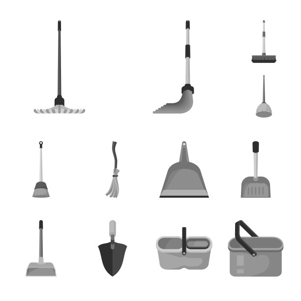 隔离对象工具和拖地符号集图片下载