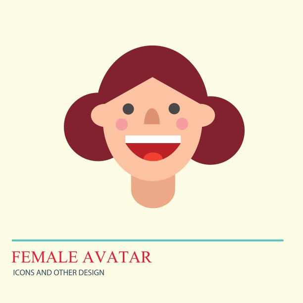 Smiley女人头像图标在平面风格图片下载