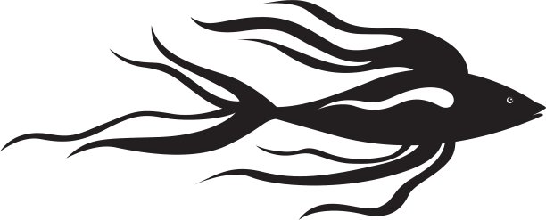 黑白轮廓与海鱼长鳍图片下载