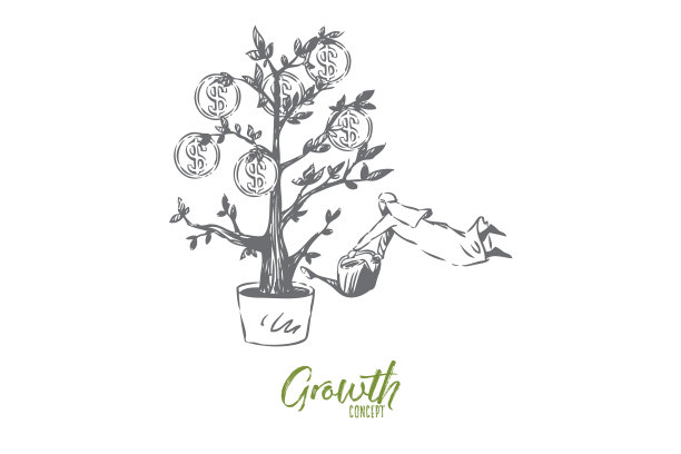 预算增长概念概述孤立图片下载