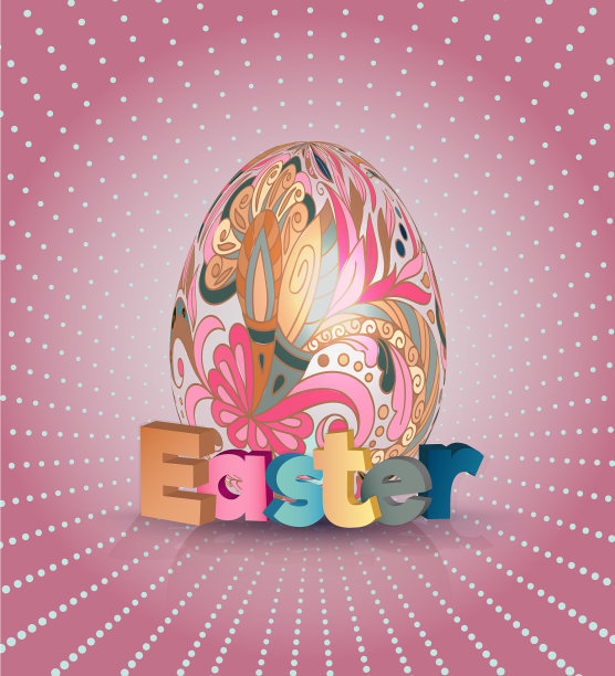 复活节彩蛋海报上有粉红色的彩蛋图案图片下载