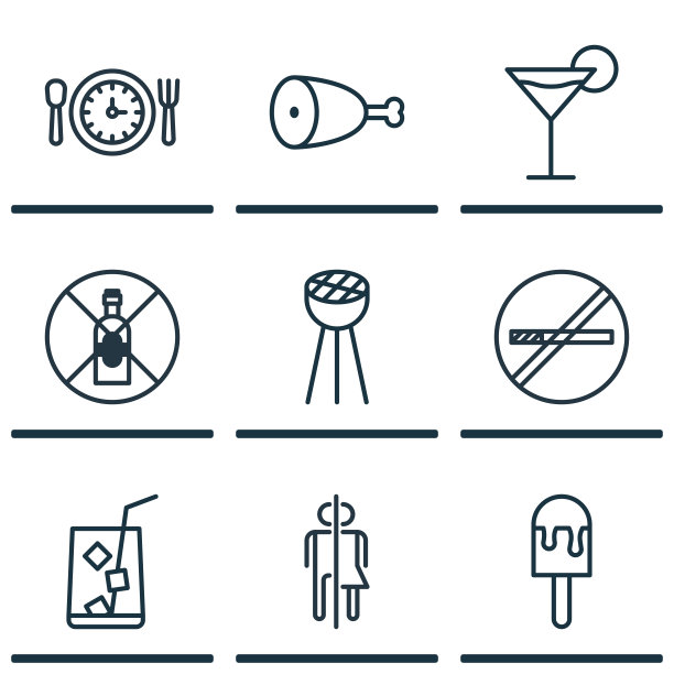 一套9个食物图标包括不喝酒停止图片下载