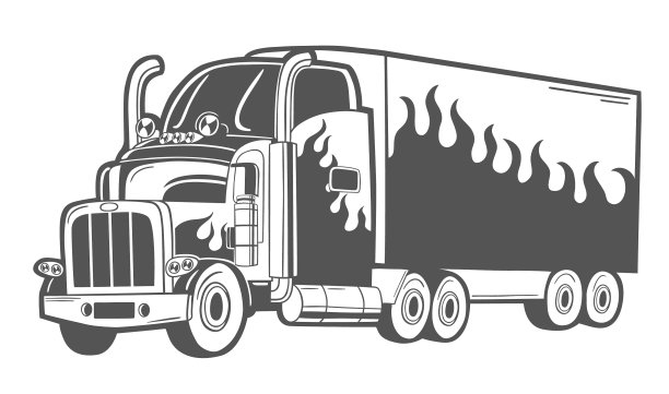 白色隔离标志上的重型卡车图片下载