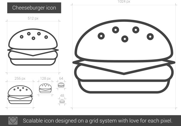 芝士汉堡线图标图片下载