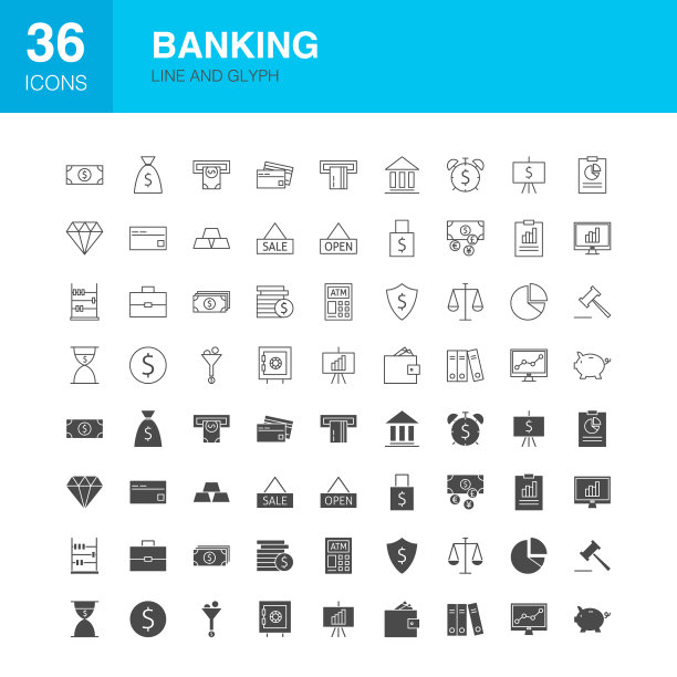 银行线web字形图标图片下载