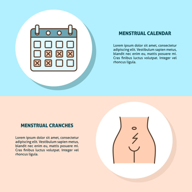 月经概念传单模板在线条风格图片下载