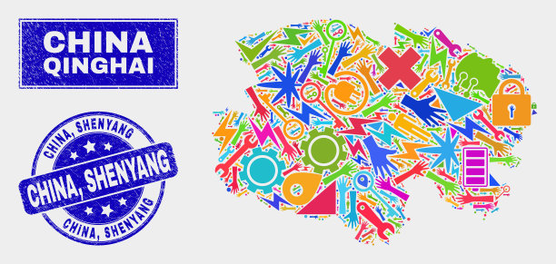 拼贴工具青海省地图及涂画图片下载