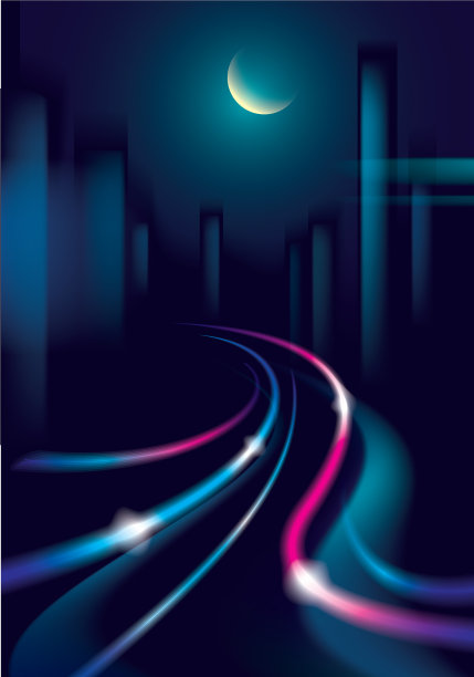 交通亮闪闪的线条对夜晚城市道路的影响图片下载