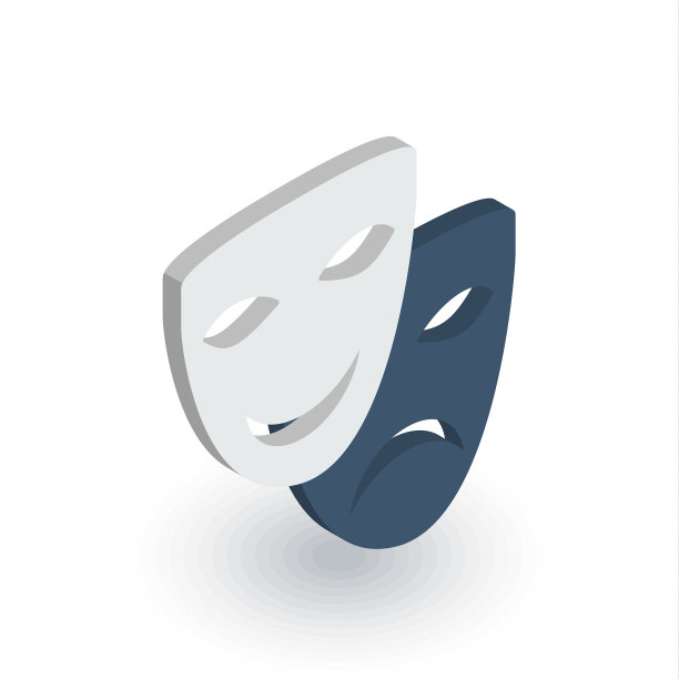 剧场面具等距平面图标3d图片下载