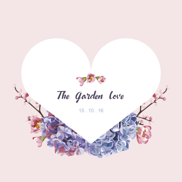 紫色和粉红色的花卉花园邀请卡图片下载